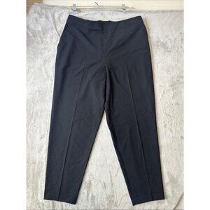 Lafayette 148 NY Black Trousers Size XL Elastic Back Waist Career Dress Pants